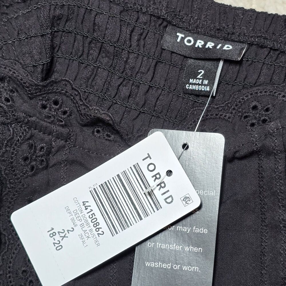 Torrid Women Plus 2XL Black Eyelet Square Neck Cotton Cami Tank Top Buster NWT - Picture 5 of 9